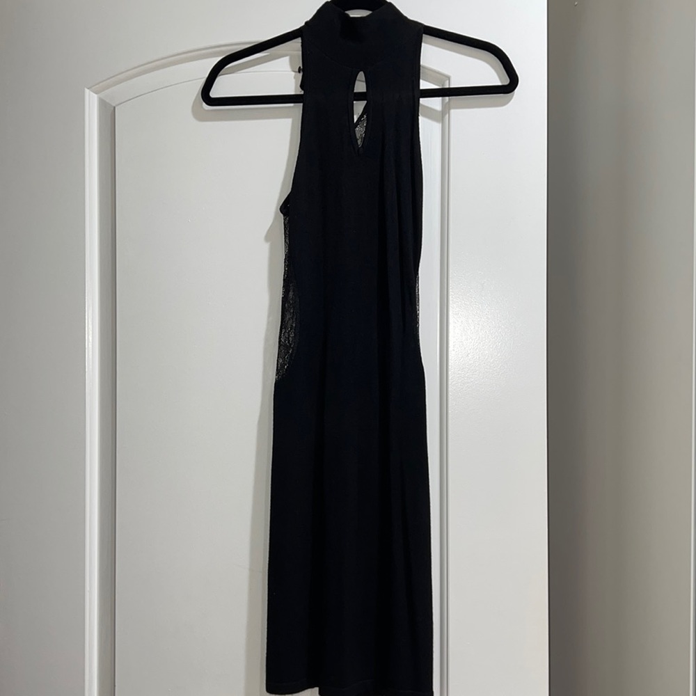 Bebe midi black turtleneck dress with lace back